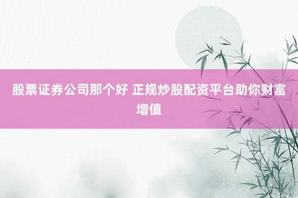 股票证券公司那个好 正规炒股配资平台助你财富增值